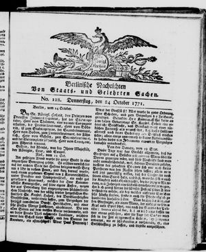 Berlinische Nachrichten von Staats- und gelehrten Sachen vom 24.10.1771