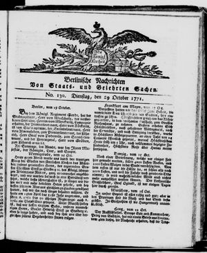 Berlinische Nachrichten von Staats- und gelehrten Sachen vom 29.10.1771