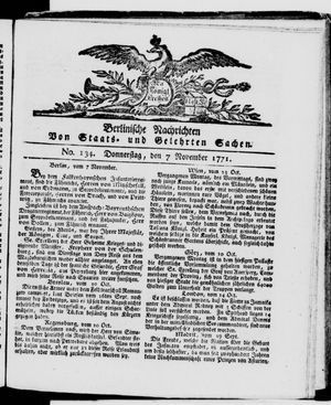 Berlinische Nachrichten von Staats- und gelehrten Sachen vom 07.11.1771