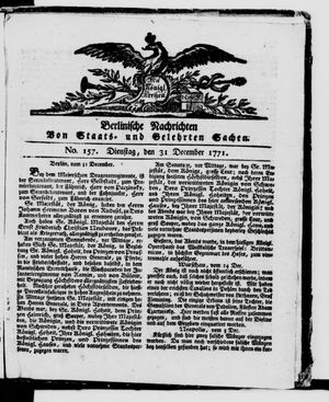 Berlinische Nachrichten von Staats- und gelehrten Sachen vom 31.12.1771