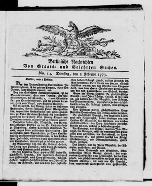 Berlinische Nachrichten von Staats- und gelehrten Sachen vom 02.02.1773