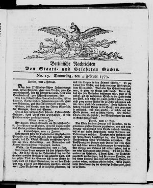 Berlinische Nachrichten von Staats- und gelehrten Sachen vom 04.02.1773