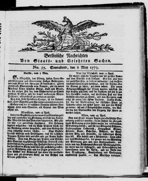 Berlinische Nachrichten von Staats- und gelehrten Sachen vom 08.05.1773