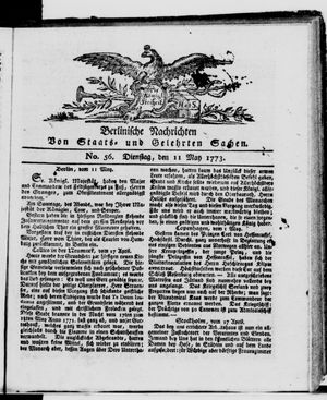 Berlinische Nachrichten von Staats- und gelehrten Sachen vom 11.05.1773