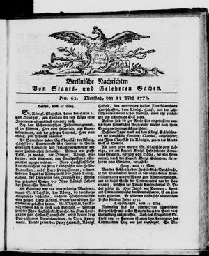Berlinische Nachrichten von Staats- und gelehrten Sachen vom 25.05.1773
