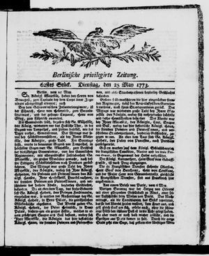 Berlinische Nachrichten von Staats- und gelehrten Sachen vom 25.05.1773