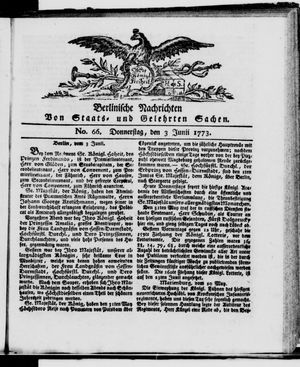 Berlinische Nachrichten von Staats- und gelehrten Sachen vom 03.06.1773
