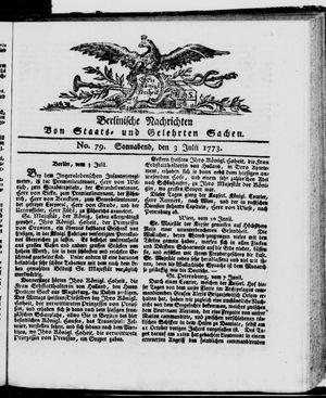 Berlinische Nachrichten von Staats- und gelehrten Sachen vom 03.07.1773