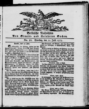 Berlinische Nachrichten von Staats- und gelehrten Sachen vom 20.07.1773