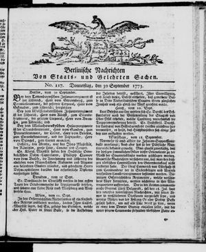 Berlinische Nachrichten von Staats- und gelehrten Sachen vom 30.09.1773