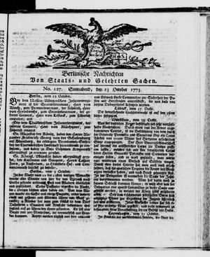 Berlinische Nachrichten von Staats- und gelehrten Sachen vom 23.10.1773