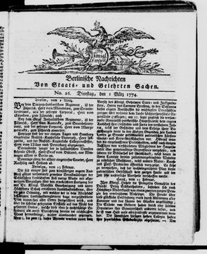 Berlinische Nachrichten von Staats- und gelehrten Sachen on Mar 1, 1774