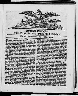 Berlinische Nachrichten von Staats- und gelehrten Sachen vom 05.03.1774