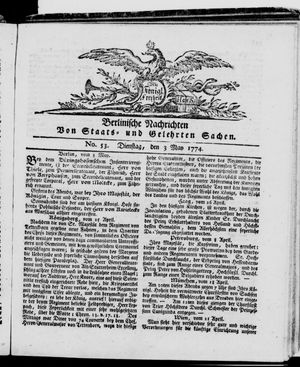 Berlinische Nachrichten von Staats- und gelehrten Sachen vom 03.05.1774