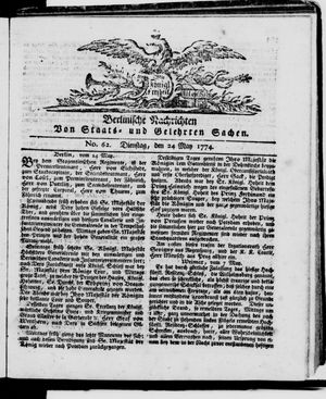 Berlinische Nachrichten von Staats- und gelehrten Sachen vom 24.05.1774