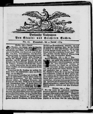 Berlinische Nachrichten von Staats- und gelehrten Sachen vom 04.06.1774