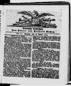 Berlinische Nachrichten von Staats- und gelehrten Sachen vom 28.06.1774