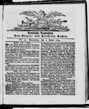 Berlinische Nachrichten von Staats- und gelehrten Sachen vom 02.07.1774