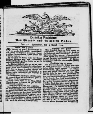 Berlinische Nachrichten von Staats- und gelehrten Sachen vom 09.07.1774