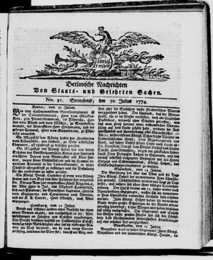 Berlinische Nachrichten von Staats- und gelehrten Sachen vom 30.07.1774