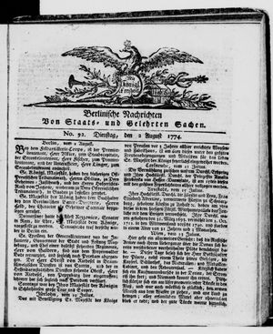 Berlinische Nachrichten von Staats- und gelehrten Sachen vom 02.08.1774
