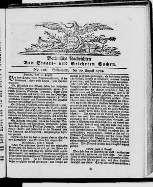 Berlinische Nachrichten von Staats- und gelehrten Sachen vom 20.08.1774