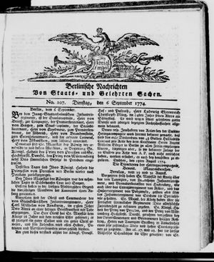 Berlinische Nachrichten von Staats- und gelehrten Sachen vom 06.09.1774