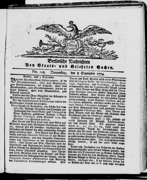 Berlinische Nachrichten von Staats- und gelehrten Sachen vom 08.09.1774