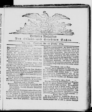 Berlinische Nachrichten von Staats- und gelehrten Sachen vom 18.10.1774