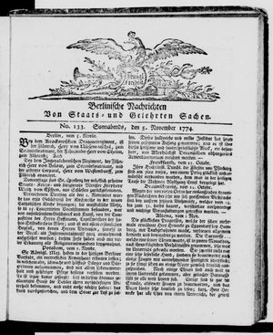 Berlinische Nachrichten von Staats- und gelehrten Sachen vom 05.11.1774