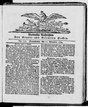 Berlinische Nachrichten von Staats- und gelehrten Sachen vom 12.11.1774