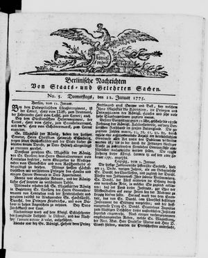 Berlinische Nachrichten von Staats- und gelehrten Sachen vom 12.01.1775