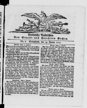 Berlinische Nachrichten von Staats- und gelehrten Sachen vom 14.01.1775