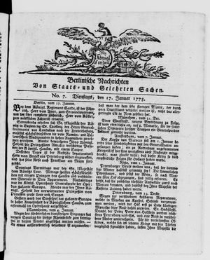 Berlinische Nachrichten von Staats- und gelehrten Sachen vom 17.01.1775