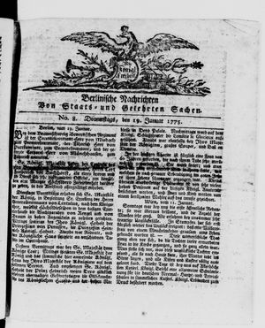 Berlinische Nachrichten von Staats- und gelehrten Sachen vom 19.01.1775