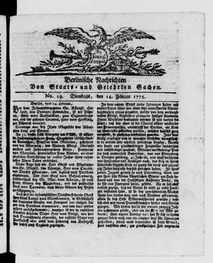 Berlinische Nachrichten von Staats- und gelehrten Sachen vom 14.02.1775