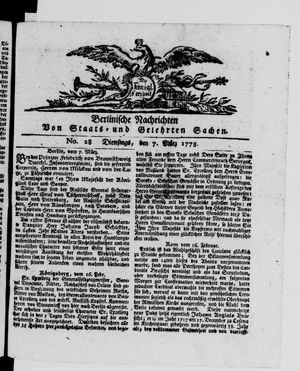 Berlinische Nachrichten von Staats- und gelehrten Sachen vom 07.03.1775