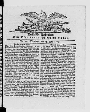 Berlinische Nachrichten von Staats- und gelehrten Sachen vom 14.03.1775