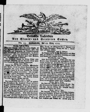 Berlinische Nachrichten von Staats- und gelehrten Sachen vom 18.03.1775