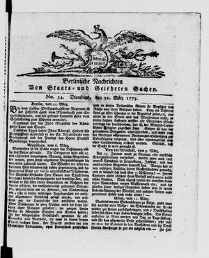 Berlinische Nachrichten von Staats- und gelehrten Sachen vom 21.03.1775