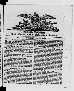 Berlinische Nachrichten von Staats- und gelehrten Sachen vom 23.03.1775