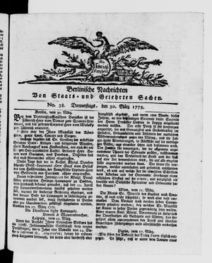 Berlinische Nachrichten von Staats- und gelehrten Sachen vom 30.03.1775