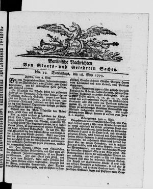 Berlinische Nachrichten von Staats- und gelehrten Sachen vom 18.05.1775