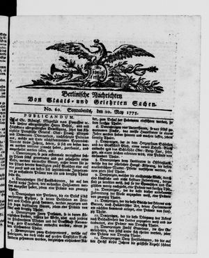 Berlinische Nachrichten von Staats- und gelehrten Sachen vom 20.05.1775