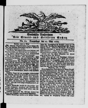 Berlinische Nachrichten von Staats- und gelehrten Sachen vom 25.05.1775
