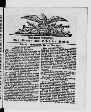 Berlinische Nachrichten von Staats- und gelehrten Sachen vom 27.05.1775