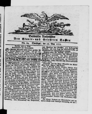 Berlinische Nachrichten von Staats- und gelehrten Sachen vom 30.05.1775
