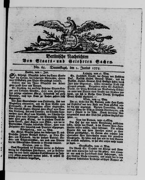 Berlinische Nachrichten von Staats- und gelehrten Sachen vom 01.06.1775
