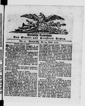 Berlinische Nachrichten von Staats- und gelehrten Sachen on Jun 24, 1775
