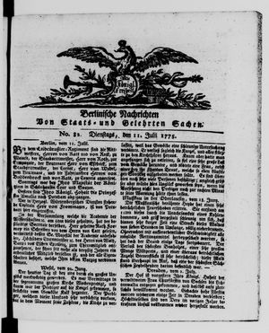 Berlinische Nachrichten von Staats- und gelehrten Sachen vom 11.07.1775